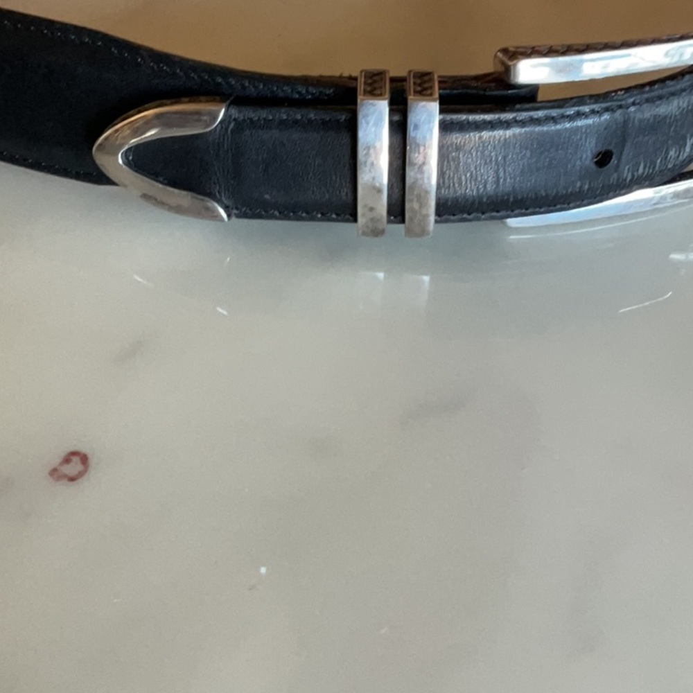Men's Brighton Black Leather Belt. 40